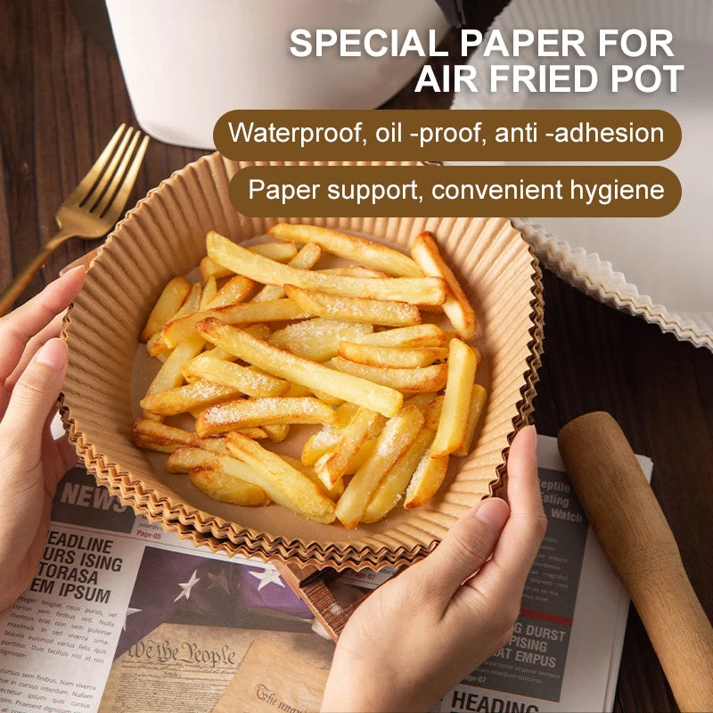50/100pc Silicone Oil Paper Holder For Air Fryers Disposable Baking Oil Absorbing Baking Tray Paper Food Grade Non Stick Kitchen