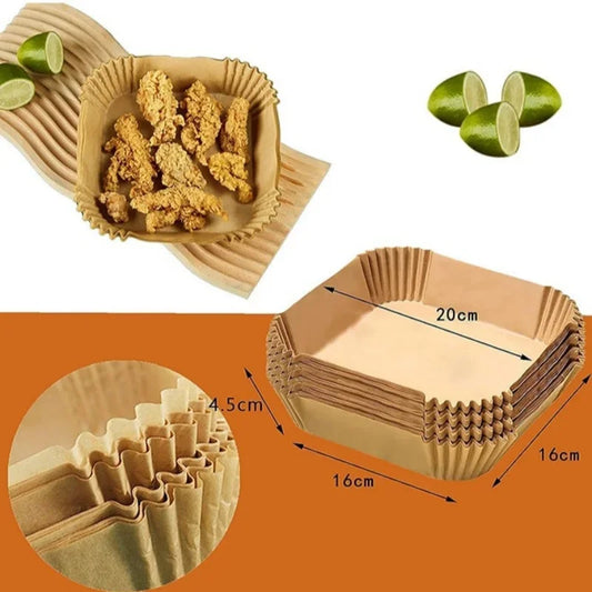 100pcs Non-Stick Air Fryer Liners - Oil & Waterproof Parchment Paper for Baking, Roasting & Microwave Use (Pre-Cut, 8" Round, 45