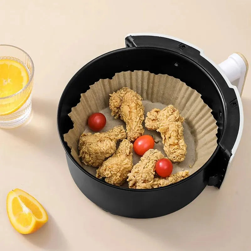 50/100pc Silicone Oil Paper Holder For Air Fryers Disposable Baking Oil Absorbing Baking Tray Paper Food Grade Non Stick Kitchen