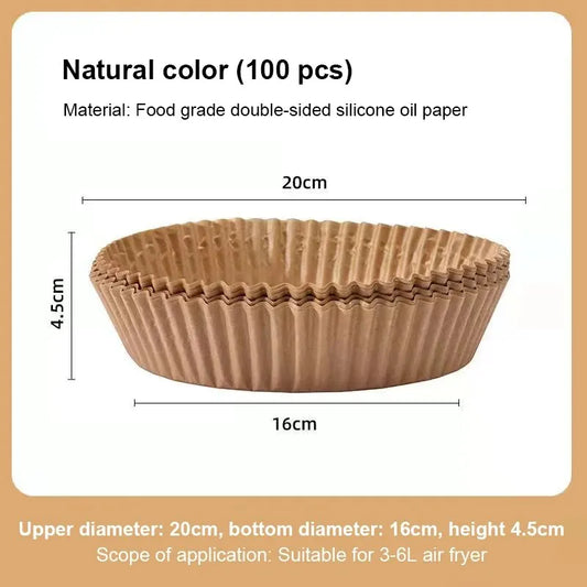 50/100pc Silicone Oil Paper Holder For Air Fryers Disposable Baking Oil Absorbing Baking Tray Paper Food Grade Non Stick Kitchen