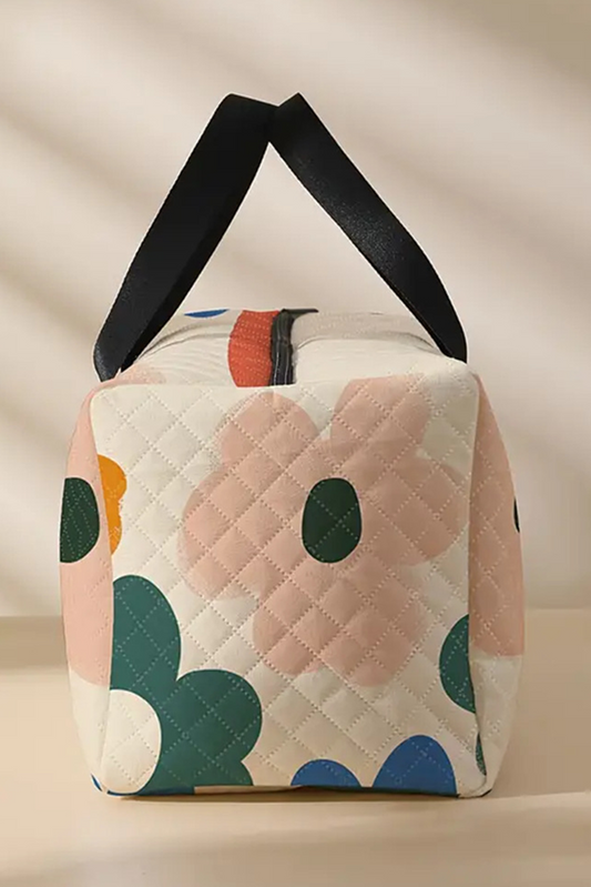 White Floral Quilted Tote Bag