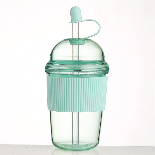 630ML straw cup (with lid/straw) – coffee, milk, tea, water, juice; Ins-style, office-friendly