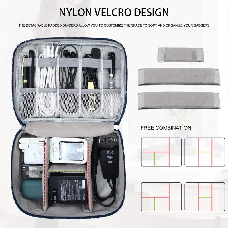 Portable USB Data Line Charger Storage Bag Travel Cable Organizer Waterproof Cable Storage Bag Digital Electronic Organizer