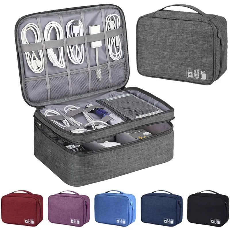 Portable USB Data Line Charger Storage Bag Travel Cable Organizer Waterproof Cable Storage Bag Digital Electronic Organizer