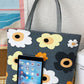 Dark Grey Flower Canvas Tote Bag