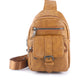 Khaki Vintage Zipper Multi Pockets PU Sling Bag