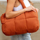 Cinnamon Solid Quilted Puffy Zipped Large Tote Bag