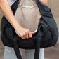 Black Solid Quilted Puffy Zipped Large Tote Bag