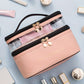 Pink Waterproof PVC Double Layer Cosmetic Bag