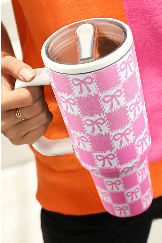 Bonbon Checkered Bow Print Tumbler Cup
