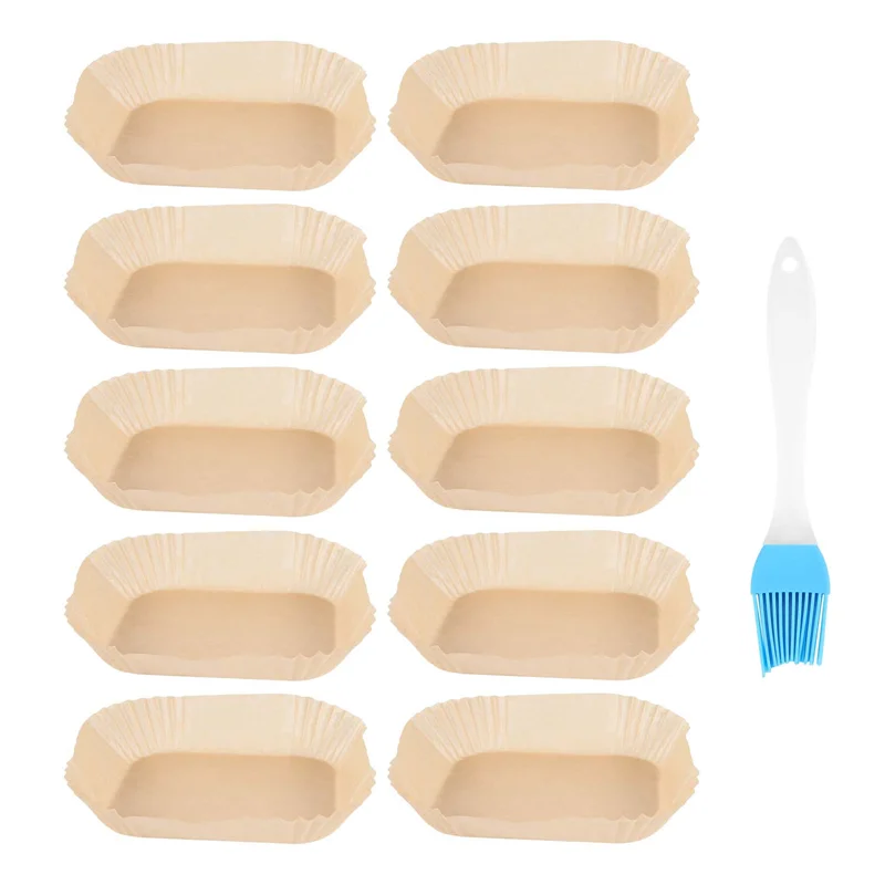 B58B-50Pcs Air Fryer Parchment Paper With Oil Brush Air Fryer Liners Square 6.3 Inch Disposable Baking Paper Air Fryer Sheets