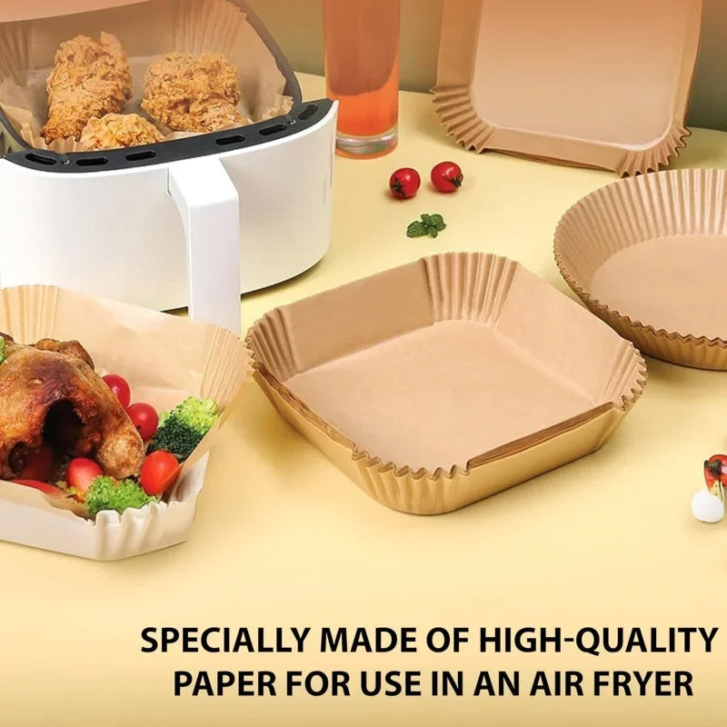100pcs Non-Stick Air Fryer Liners - Oil & Waterproof Parchment Paper for Baking, Roasting & Microwave Use (Pre-Cut, 8" Round, 45