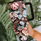 Black Boho Floral Tumbler Cup