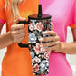 Black Boho Floral Tumbler Cup