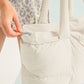White Solid Quilted Puffy Zipped Large Tote Bag