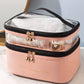 Pink Waterproof PVC Double Layer Cosmetic Bag