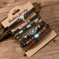 Chestnut Bull Skull Turquoise Beaded Bracelet Set