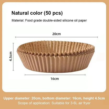 50/100pc Silicone Oil Paper Holder For Air Fryers Disposable Baking Oil Absorbing Baking Tray Paper Food Grade Non Stick Kitchen