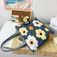 Dark Grey Flower Canvas Tote Bag