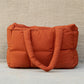 Cinnamon Solid Quilted Puffy Zipped Large Tote Bag